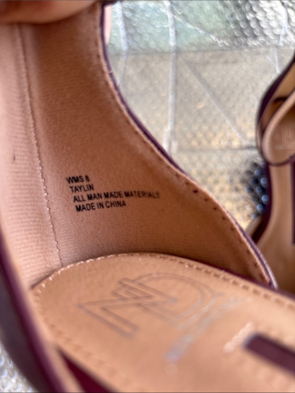 new directions Croc-Embossed Pointed Ankle-Strap Flats in Dark Burgundy - Picture 5 of 8